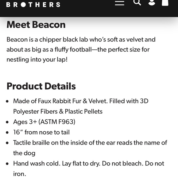 NWT Two blind Brothers Beacon plush dog - Picture 10 of 11